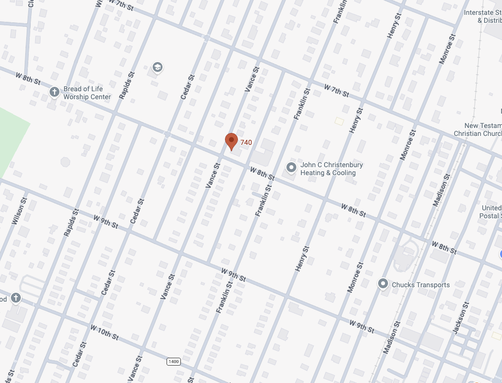 Map showing 740 Vance Street, Roanoke Rapids, NC